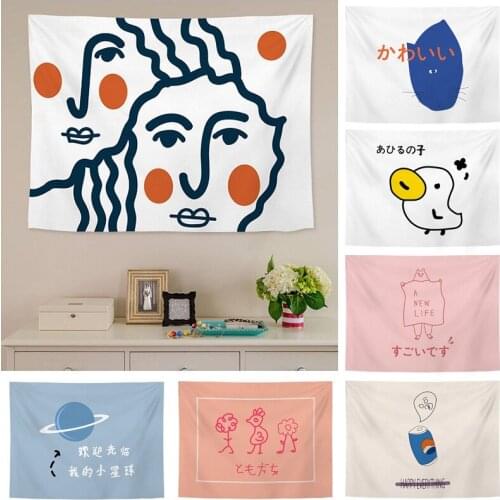 Wall Hanging Tapestry Cartoon Pattern Tapestry Ins Style Bedroom Background Wall Cloth for Home Living Room Bedside Decoration