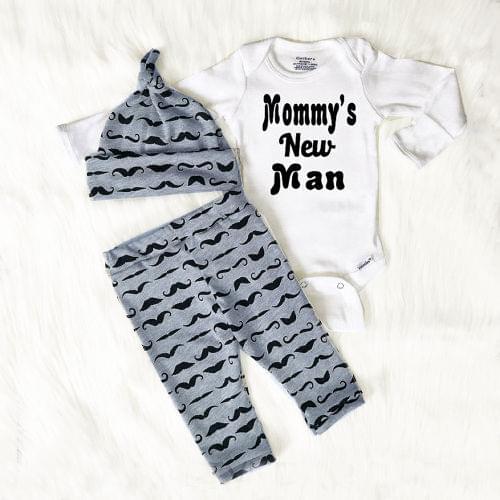 New 2020 Cute 3 PIECES Set Newborn Toddler Baby Boy Romper Tops And Long Pants Hat Outfits Clothes 0-18 M