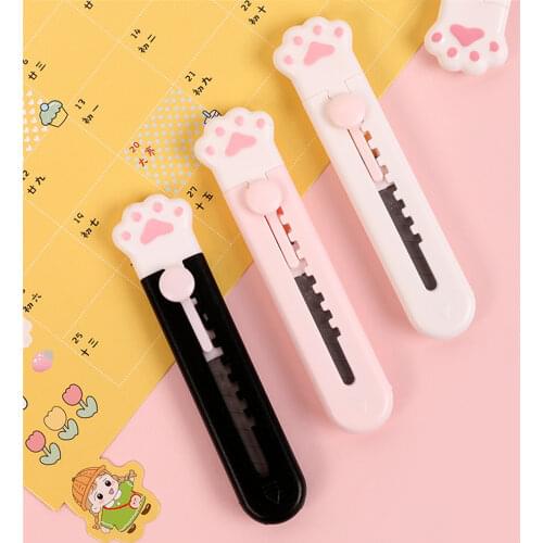 1-3pcs Cute Pink Paw Portable Utility Knife Kawaii Office Paper Cutter Letter Envelope Opener School Supplies Office Accessories