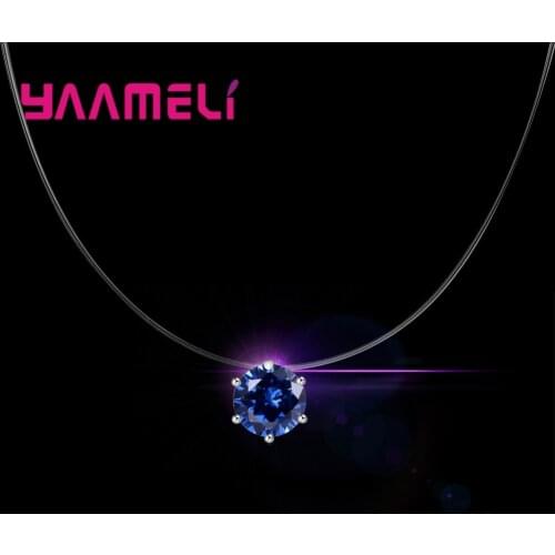 Shiny AAA Austrian Cubic Zirconia 6 Claw Necklace Statement Minimalism Necklaces & Pendants Transparent line For Women