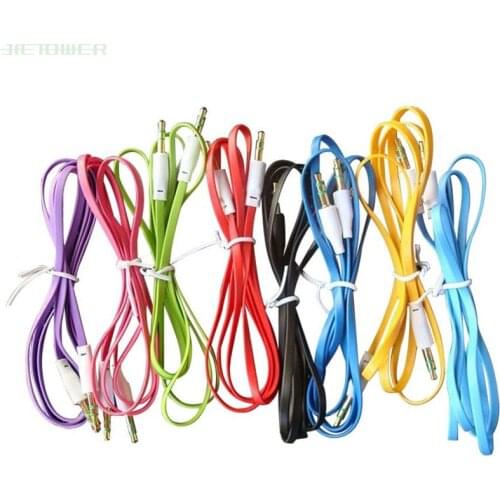 1M Flat Noodle 3.5mm Jack Male to Male Stereo Aux Audio Cable For Car Smart Phone PC MP3 MP4 Headphone Speaker Wire Cord 1000pcs