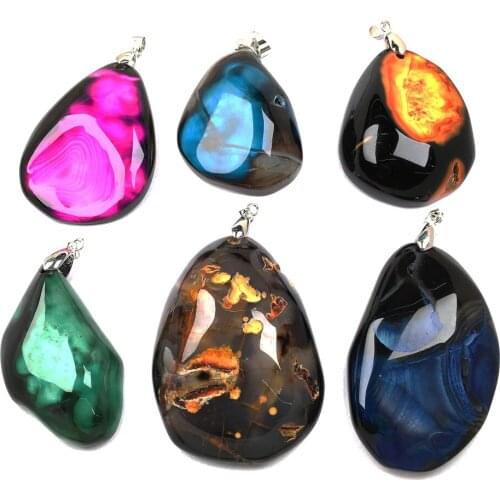 New Natural Stone Agates Pendants Charms for Jewelry Making DIY Necklaces Accessories Size 40x60mm