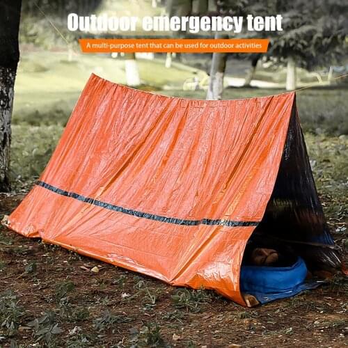 Portable Tent Emergency Shelter Waterproof Thermal Blanket Rescue Survival Kit Sleeping Bag With Whistle For Hiking Camping