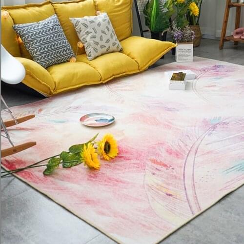 Pink/Blue Large Carpets For Living Room Girls Room Modern Art Child Play Floor Mat And Room Carpets Kid Area Rug Pattern Feather
