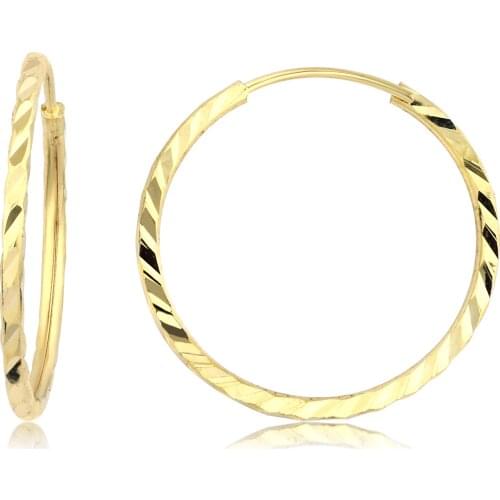 14k Pen Hoop Earrings Yellow (3rd Model 3rd Size) W4E35038