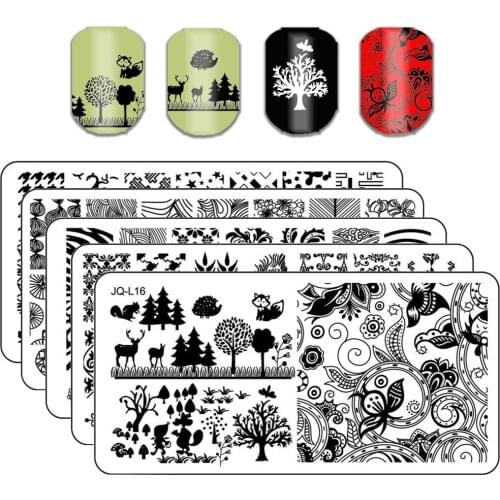 Stamping Plates Flower Butterfly Stamp Plate Marble Geometric Stainless Steel Nail Art Image Plate Stencil