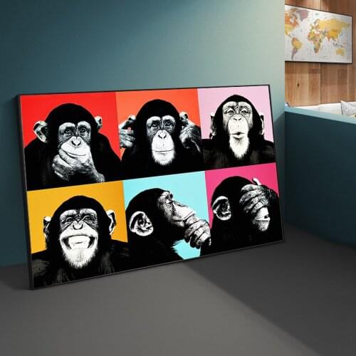 Funny Art Of Monkey Graffiti Art Posters And Prints Laughing Animals Art Canvas Paintings On the Wall Nordic Art Pictures Cuadro