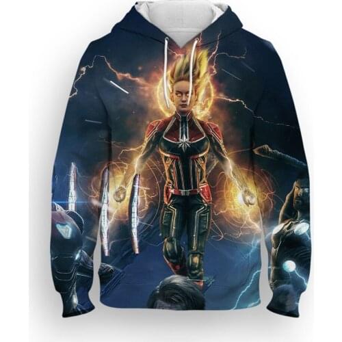 Hooded Sweatshirts 3D Print Captain Marvel Fashion Mens Clothes Casual Hoodies Women Streetwear Children Pullover