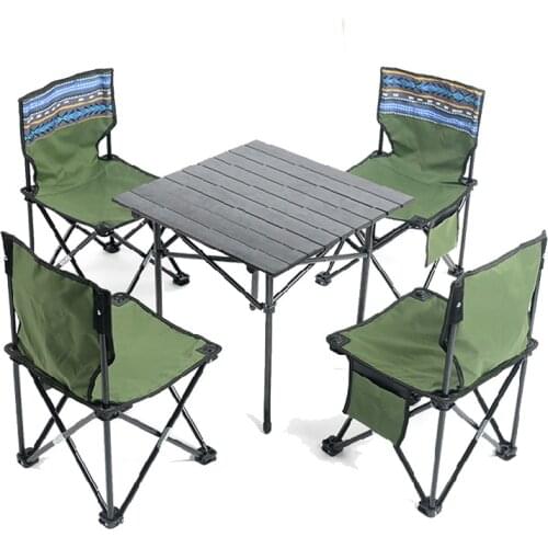 Outdoor Table and Chair Set Portable Folding Tables and Chairs Picnic Barbecue Aluminum Camping Table and Stools Patio Furniture