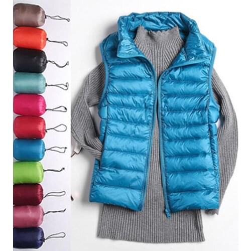 Spring autumn women 90% white duck down vest waistcoat soft warm thin Ultra Light waistcoat jacket female Portable vest coat