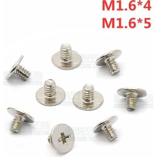 100pcs/lot M1.6x4 M1.6x5 Stainless steel phillips thin head screw CM1.6