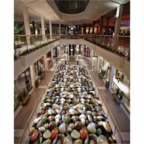 Beibehang HD color pebbles Waterproof Bathroom Floor painting kitchen balcony PVC Wall paper Self-adhesive Floor mural