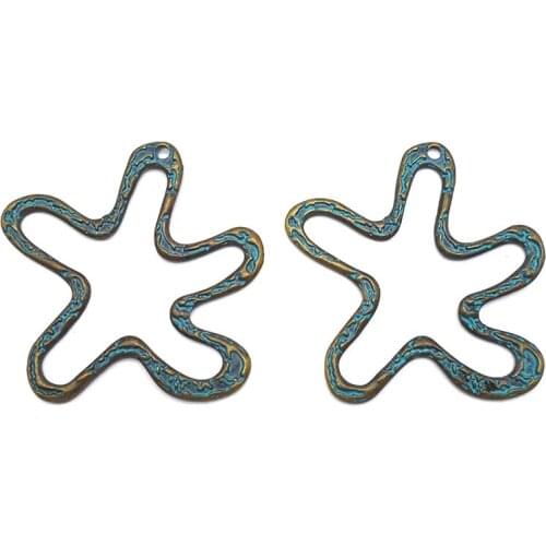 3 x Zamak Green Verdigris Patina Large Hollow Open Flower Charms Pendants for Necklace earrings Jewelry Making Findings 70x70mm