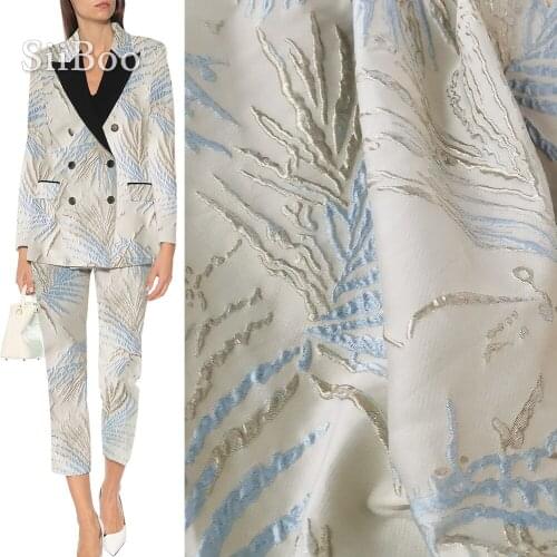 France style pink blue embossed floral metallic jacquard brocade fabric for dress tissue cloth tela tecidos stoffen SP5442