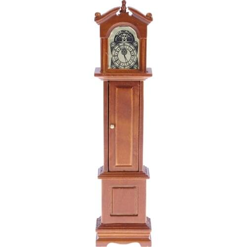 1Pc 1:12 Dollhouse Mini Furniture Wooden Floor Clocks Ornaments For Dollhouse Decal