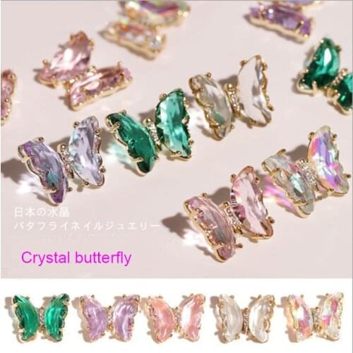 Shiny AB Crystal Butterfly Nail Art Decoration 3D Holographic Butterflies Rhinestones DIY UV Gel Manicure Accessories 1pcs