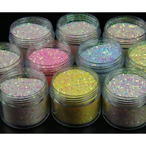 10Colors UV Light Changing Mermaid Glitter Flakes In Bottles Magic Sunlight Sensitive Chameleon Shining Chunky Nail Art Sequins