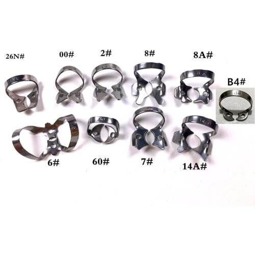 1Set/10pcs Rubber Dam Clamps Clip Dental Barrier Clips For Labial Caries on Anterior Teeth 10 Sizes