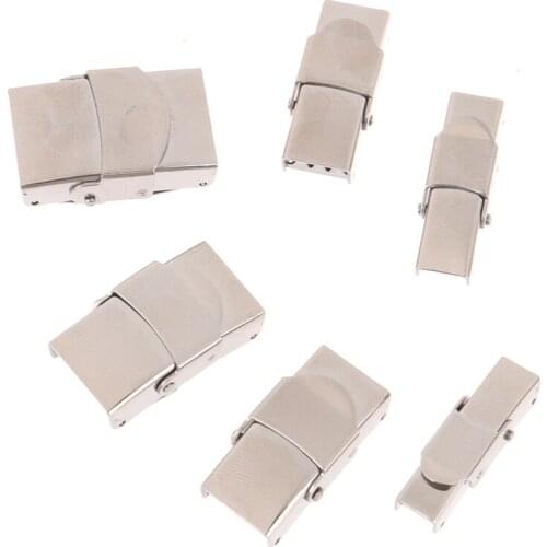 10pcs Silicone Bracelet Jewelry Making DIY Connect Lace Buckle Stainless Steel Clasp Crimp Jaw Hook Watch Band Clasp For Leather