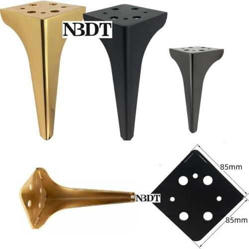 2Pcs/Lot Modern Matte Gun Black Gold Steel H19.5CM Living Room Bath Kitchen Cabinet Cupboard Seat Sofa Couch Feet Legs