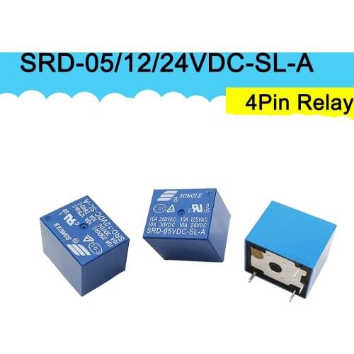2Pcs DC SRD-05VDC-SL-A SRD-12VDC-SL-A SRD-24VDC-SL-A Power Relay 5/12/24V Coil SPDT 4 Pin Mini Power PCB Relay Board for Arduino