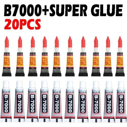 20pcs B7000 502 Liquid Super Glue Mobile Phone Touch Screen DIY Repair Point Diamond Jewelry Metal Instant Strong Bond Leather