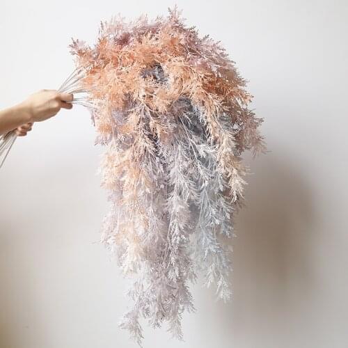 3 Forks Artificial Plastic Fishing Pine Fake Grass Fishing Wedding Ceiling Decoration Simulation Plastic Flowers