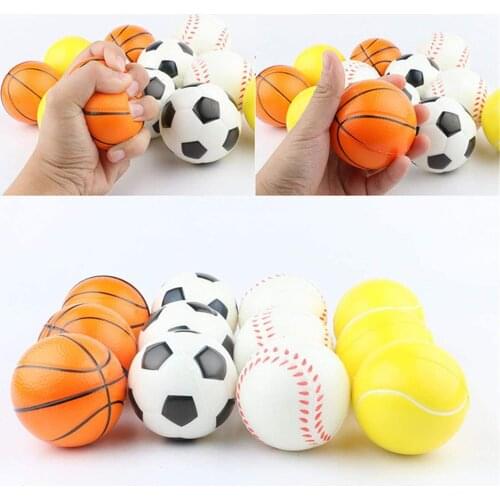 4 Pack PU Foam Sports Stress Relief Ball Soft Stress Ball Fidget Toys with Football Tennis Basketball Baseball for Party Favors
