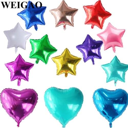 WEIGAO 5Pcs 18inch Star 24inch Heart Foil Balloons Helium Inflatable Ballons Birthday Wedding Party Balloons Kids Party Favors
