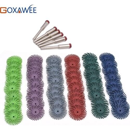 60pcs Dremel Accessories Radial Bristle Abrasive Brush Polishing Buffing Wheel Mixed Grit +6pcs Mandrel for Rotary Tools