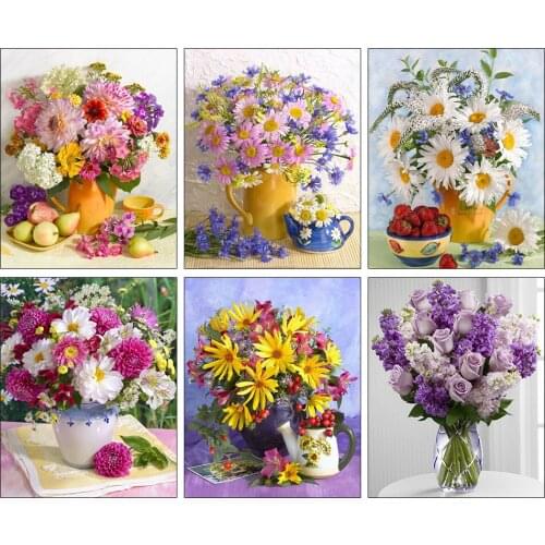 Diy diamond embroidery bright flower 5D diamond mosaic painting modern flower cross stitch rhinestone painting