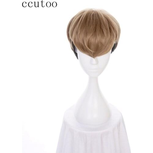 Ccutoo 30cm Short Blonde Black Mix Synthetic Wig For Mens Halloween Party Wig Heat Resistance Costume Cosplay Wigs Full Hair