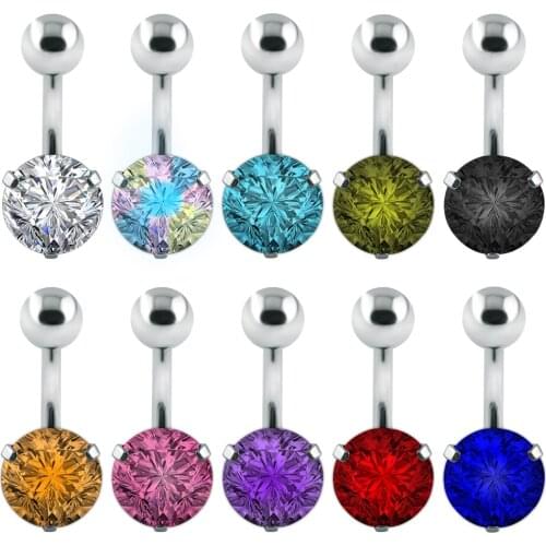 Zirconia Crystal Belly Button Rings 14 G Round Crystal Rhinestone Belly Navel Button Sexy Women Navel Piercing Nombril Jewelry