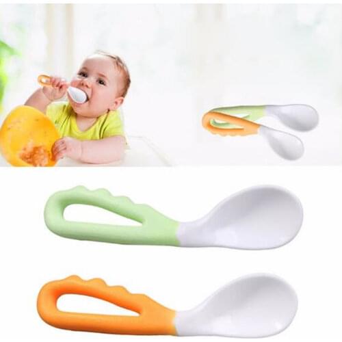 Baby food supplement feeding spoon childrens products curved handle easy to grasp children tableware baby diet training
