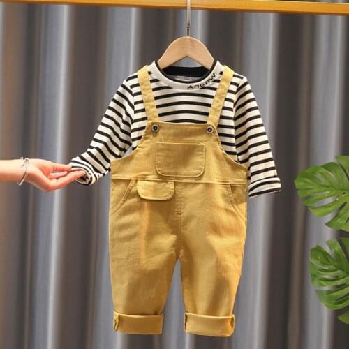 Spring Autumn Infant Clothes Suits Baby Girl Boys Clothing Sets Fashion T Shirt Overalls Bib Pants 2Pcs/Set Kid Children Costume