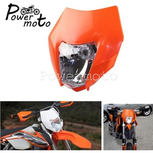 Motorcycle Orange Headlight 12V 35W Motocross Dirt Bike Dual Sport Headlamp Supermoto Head Light For SMR EXC XC XCF YamahaWR