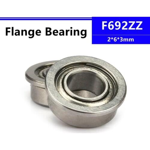 50pcs/100pcs F692ZZ RF620ZZ LF620Z 2*6*3mm flange deep groove ball bearing 2x6x3mm Flanged bearing F692Z F692