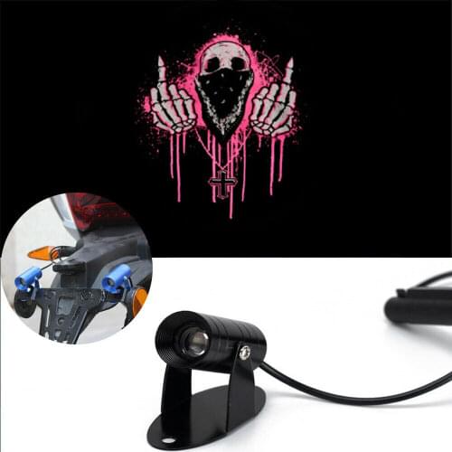 Halloween Middle Finger Pink Skull Ghost Fingers Logo Motorcycle Tail Welcome Projector Shadow LED Light