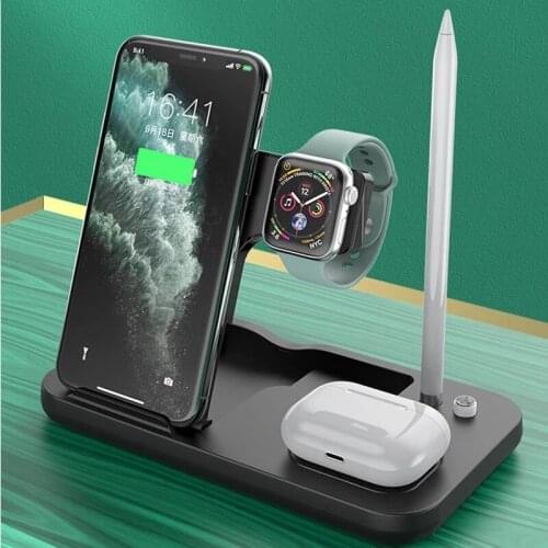 HOCE 4 in 1 Qi Wireless Charger 15W Fast Charging Stand For iPhone 12 Pro Max 11 Apple Watch 5 4 3 AirPods 2 Pro Pencil Charge