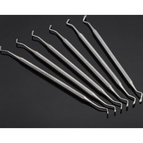 6Pcs/Set Dental Excavator Restorative Spoon Instrument Double Ends Pick Stainless Steel Remove Stain Dentist Tools
