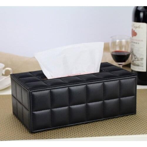 PU Leather Tissue Box Napkin Paper Cover Rectangle Case Room Kitchen Car Container Napkins Boxes Home Organizer Decor