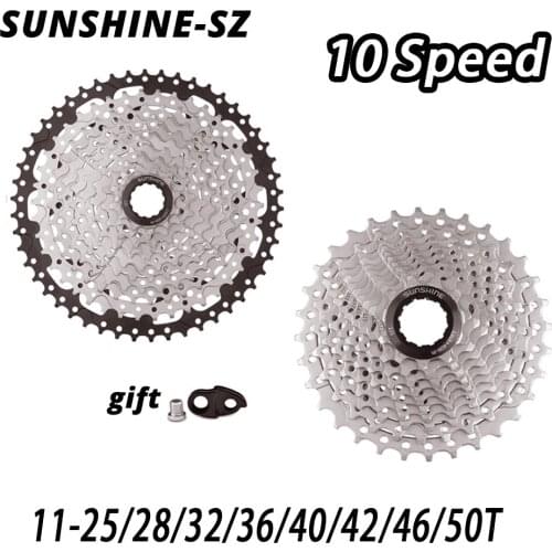 SUNSHINE MTB Road Bike 10 Speed Bike Freewheel Cassette Flywheel 10S 25/28/32/36/40/42/46/50T for Deore M6000 SRAM Bicycle Part