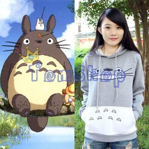 Ghibli My Neighbor Totoro Tonari no Totoro Cosplay Costume Unisex Hooded Jacket Coat Thick Warm Hoodied Sweater Sweatshirts