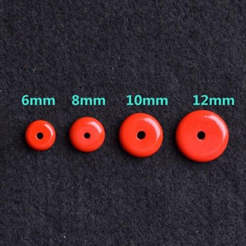 20pcs/lot Round Flat Cinnabar Spacer Beads 6mm 8mm 10mm 12mm Buddhism Handmade Charm Septum Beads DIY Jewelry Making Findings