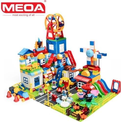 MEOA NEW City Friends Playground Series 158pcs+200pcs DIY Assembly Super Amusement Parks Sets Big Building Blocks MOC Bricks