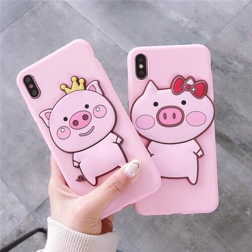 Cute Cartoon Crown Pig Case for LG G5 SE G6 Plus G7 Fit One G8 ThinQ V10 V20 V30 V40 Lovely Bowknot TPU Soft Cover