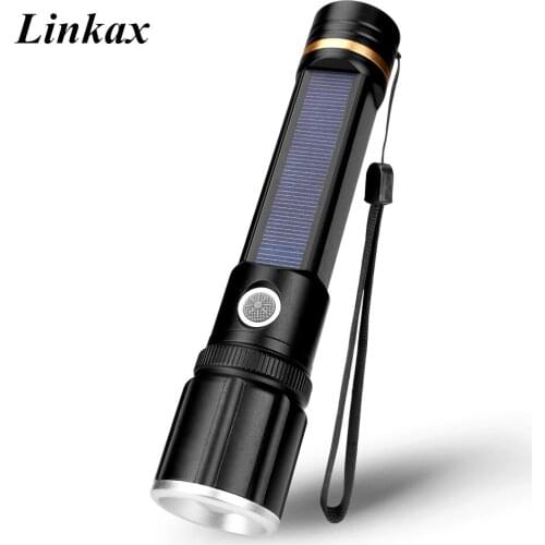 Multi-function Outdoor Waterproof Flashlight Solar/USB Charging With Compass Power Bank Function Solar Flashlight Lamp Torch
