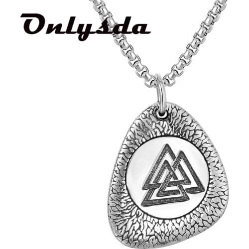 Viking Men Wolves of Odin Valknut Forging 316L Stainless Steel Pendant Necklace Pagan Nordic Amulet Biker Jewelry