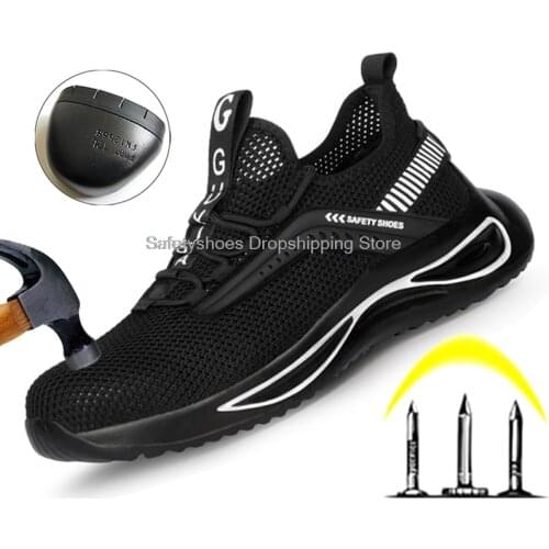 Guyisa new mesh breathable safety shoes men light anti-smash puncture-proof work sneakers male work safety boots security boots