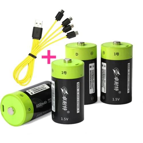 New ZNTER 6000mAh 1.5V rechargeable battery USB rechargeable battery is charged by the battery Lipo LR20 Micro USB cable